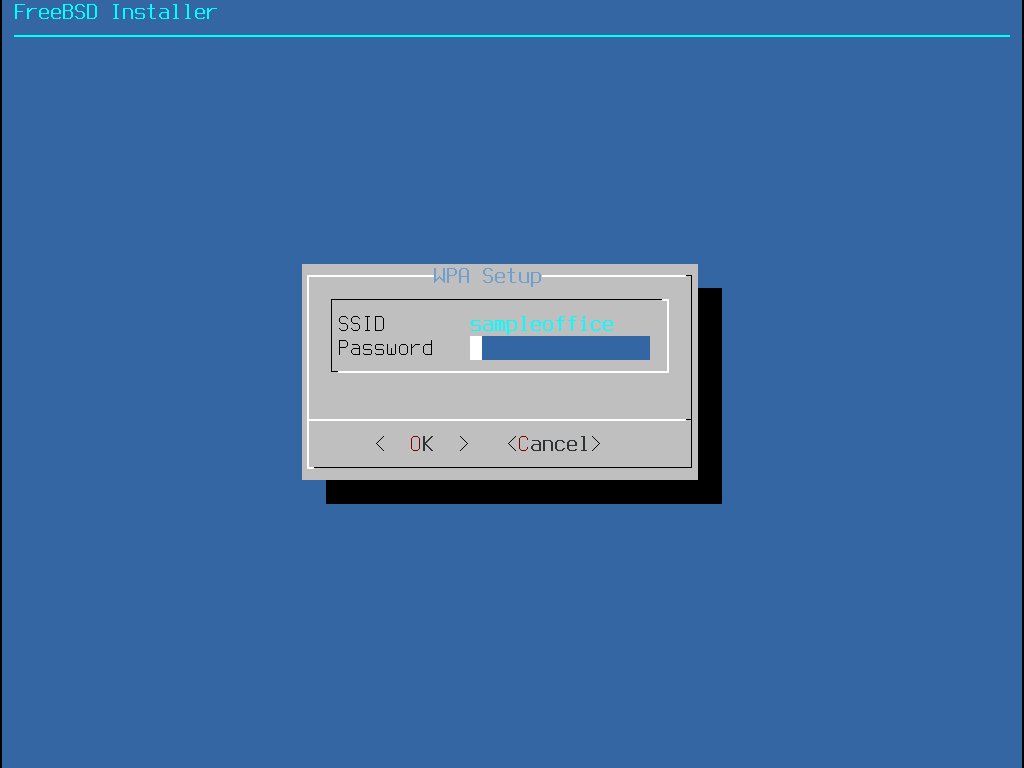 输入 WiFi 密码（图片来自 FreeBSD Handbook）